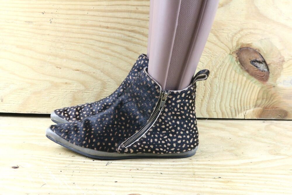 Free People Boots 7.5 Womens Cheetah Print Melrose Zip Bootie Ankle Shoes